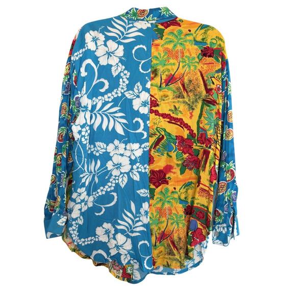 Surya Patchwork Hawaiian Shirt M Beaded Embroidery Surf Aloha Vtg Art Unisex - Picture 3 of 10